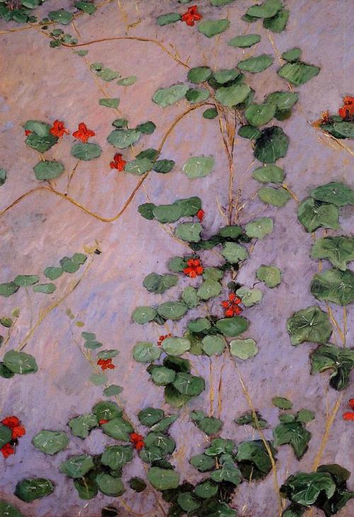 artist-caillebotte:  Nasturtiums, Gustave CaillebotteMedium: oil,canvashttps://www.wikiart.org/en/gustave-caillebotte/nasturtiums-1