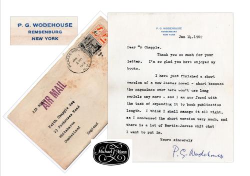Three original typed letters from P G Wodehouse 1962-63-65each with the matching letterhead envelope