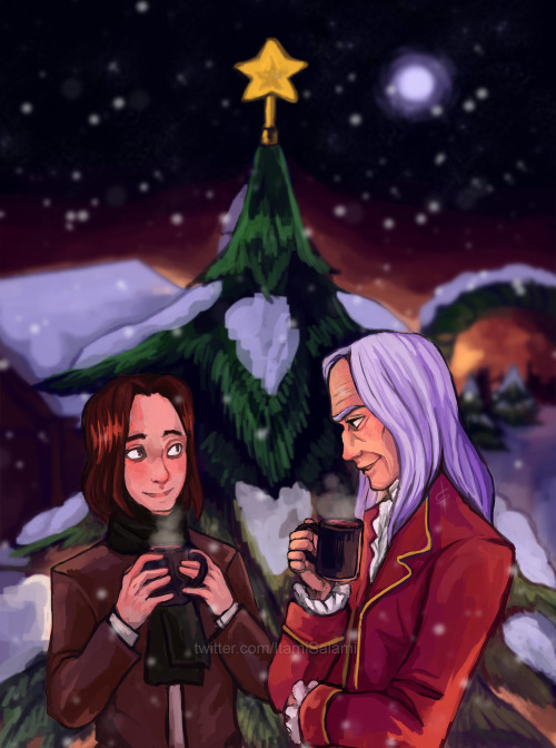 itami-salami: wanted to draw alexander and daniel visiting a small christmas market and drinking som