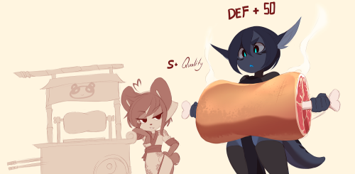 Pretty sure it’s Stamina   50 (NOT DEFENSE) Also lil Cameo of Kenny! Pretty high-level cook. Meals that give them good BUFFS.Pre-Concept work (?) for Smolder I was introducing as a Guild Lieutenant in the RPG comic. (Patrons seemed to have enjoyed