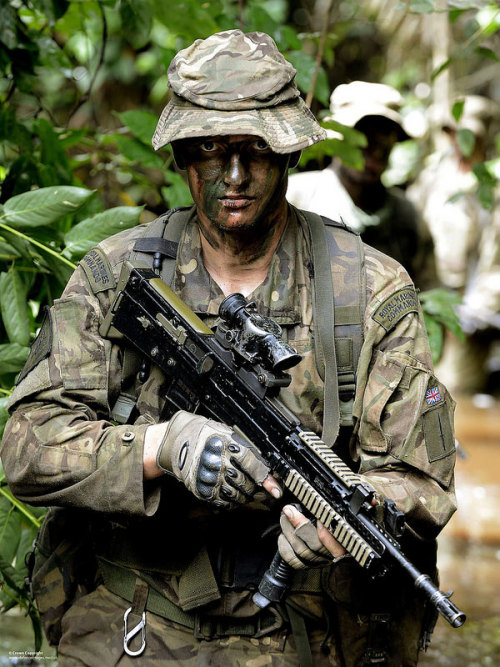 militaryarmament:A Royal Marine with 45 Commando pictured during jungle training on Exercise African