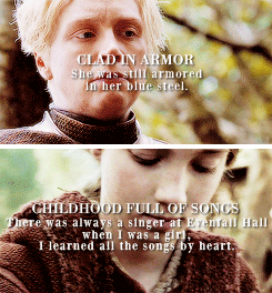 sansalayned: Brienne of Tarth and Sansa Stark + parallels(requested by msmeminger)