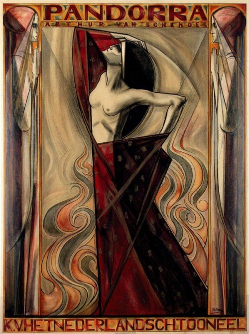 ein-bleistift-und-radiergummi:  Jan Toorop Poster Design ‘Het Nederlandsch Toonel Pandorra’  