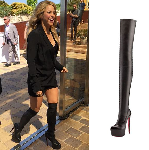Barca Wags — Shakira wore Christian Louboutin Over Knee Boots