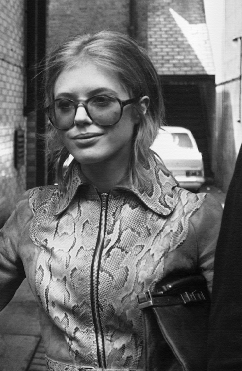 seventiessixties:  Marianne Faithfull in Ossie Clark Snakeskin Jacket, ca. 1970