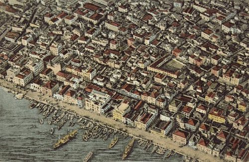 Thessaloniki in the late 19th century, found on Wikimedia Commons.