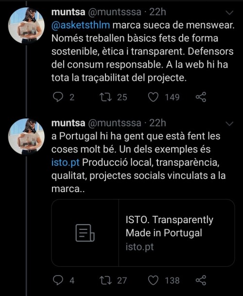 (Enllaç al fil de Twitter)Altres marques sostenibles i ètiques que han afegit als comentaris del fil