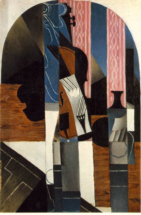 Violin and Ink Bottle on a Table, Juan Gris, 1913