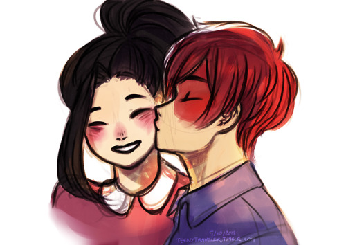 teenytraveler:  I realized I haven’t posted a thing for a whole week so I sacrificed my sleep hours to whip anything up hahha :’Dso here you go, have some Todo smoochin’ Momo to sweeten your upcoming weekend!! u3u 