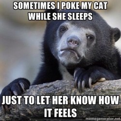 9gag:  Sometimes I poke my cat… #9gag 