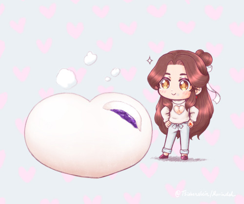  Happy White Day! Xie Lian prepared a heart-shaped mantou for his San Lang, partially eaten, just li