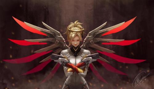 borealisowl:  MERCY, Tracer, MERCY, half angel, angel die / KMGmaiOQ  