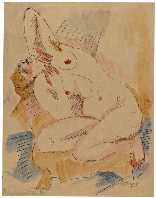amare-habeo:  Hermann Max Pechstein (German, 1881- 1955) - Motion study 15, 1918Watercolor over Pen and India ink drawing