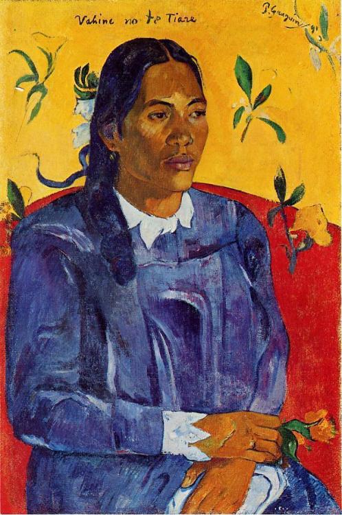 artist-gauguin: Woman with a Flower, 1891, Paul GauguinSize: 70x46 cmMedium: oil on canvas