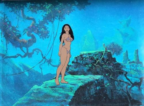 youremyboojum:    Animation cels of Princess Teegra in her microkini from Fire & Ice (Ralph Bakshi, 1983). From   Traditional Animation.   O oO <3