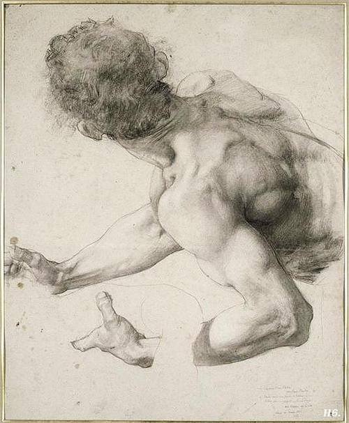 Paul Baudry (French) Study for the Le Supplice d’une VestaleBlack chalk on paper1828-1886