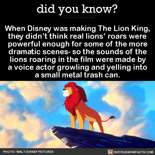 did-you-kno:  When Disney was making The Lion King, they didn’t think real lions’ roars were powerfu