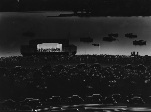 The National Symphony Orchestra performs on the Potomac River, March 1942.Photograph by J. Baylor Ro