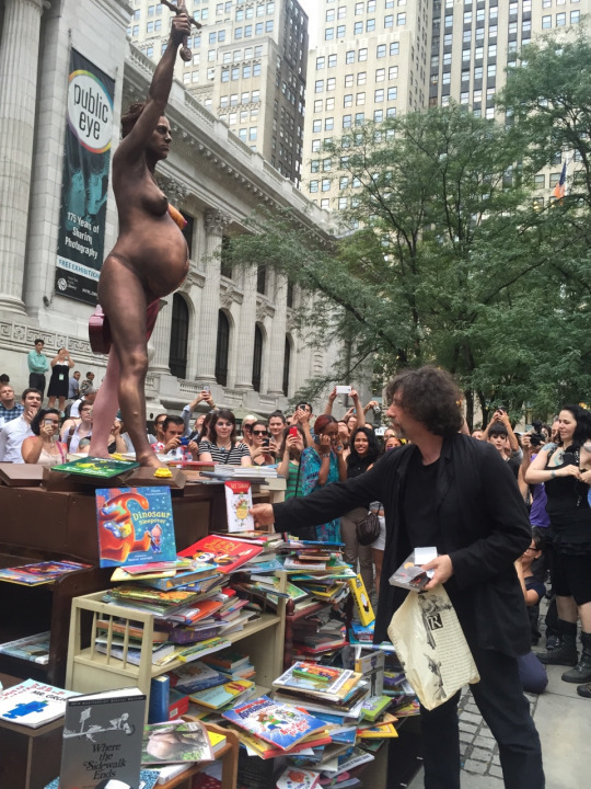 perceval23:  Amanda Palmer as a statue for a children’s book benefit at the New