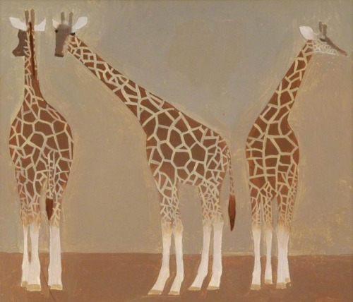 Peter Markey (1930 - 2016) - Three Giraffes. 1993. Oil on board.