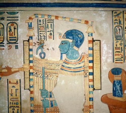 Ramesses III censing to PtahRelief depicting pharaoh Ramesses III censing to god Ptah, detail of a w