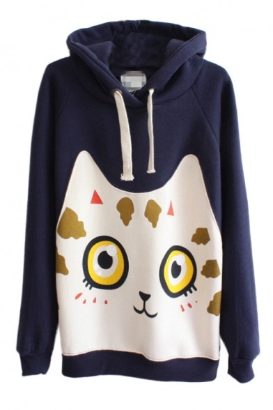 itscutycat:  Cat Kitty Sweatshirt (30% off)Kitty Face PrintCat Print SweatshirtCat Pattern HoodieContrast Collar