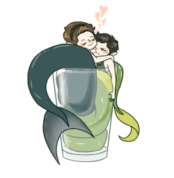 diminuel:  A tight fit!I don’t know why I thought it would be funny to squeeze leviathan!Cas and naga!Dean into a glass, but apparently I did. So here it is to grace your dashboards.(And you can get it as a sticker on redbubble)