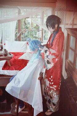 tatsuki-kosho:  Aoba x Koujaku Good End ~ DRAMAtical Murder: Reconnect Cosplay Aoba  ▶ 日月妖 Koujaku  ▶ King  More DMMd Cosplay by Yao-sama (ू˃̣̣̣̣̣̣o˂̣̣̣̣̣̣ ू)⁼³₌₃ Please takes out with full credit &lt;3 