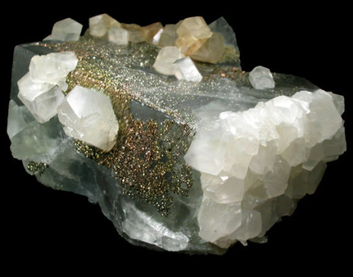 Fluorite with Calcite and PyriteWheal Mary Ann, Liskeard District, Cornwall, England