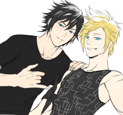 0u0b:  oops drew my ot3 haahhah (noctis x prompto x happiness)