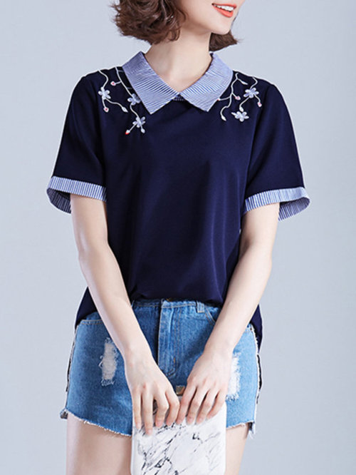 winriirockbell:Turn-down Collar Embroidery Shirt  |     Discount code: happy15 { 15% OFF }