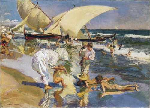 Valencia beach in the morning light, 1908, Joaquín SorollaMedium: oil,canvas