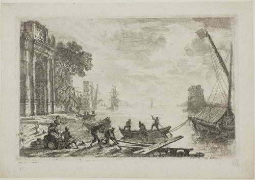 Harbor Scene with Rising Sun, Claude Lorrain, 1634, Art Institute of Chicago: Prints and DrawingsCla