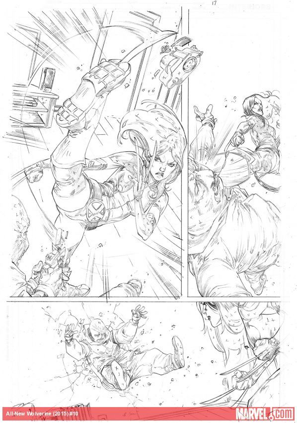 xce23:  Early pencils-only preview of All-New Wolverine #10, art by Ig Guara. Marvel