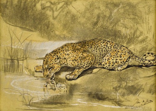 ergott:    Leopard Drinking from PondJohn Macallan Swan