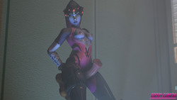 creepychimera: Widowmaker Milking with her Thighs (Animation) I know some of you dont want me to do any Overwatch, but I have been wanting to do mei, and widowmaker for a while now, so if you dont like it, I dont know what to tell you  Click for WebM
