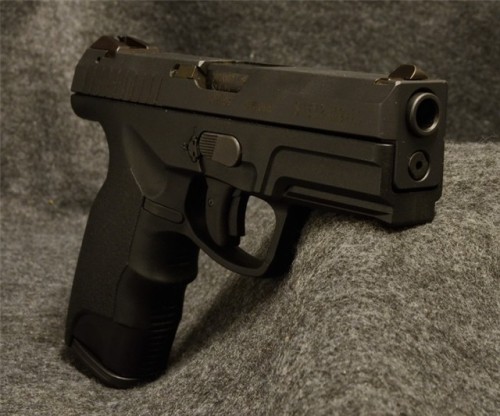 gunrunnerhell:  Steyr M9-A1 A rather futuristic looking polymer framed 9x19mm pistol, the M9-A1 is slightly similar to a Glock but has its own unique differences. One of the most debated features is the use of trapezoid-style sights. It’s more of a