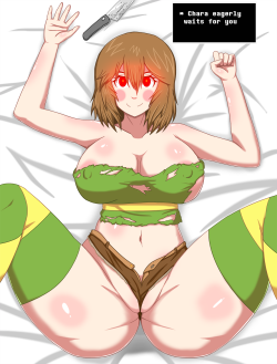 scramblessama:  Chara missionary set - commissioned by patron BlinkClient loved my Chara and commissioned this set. Making it however I suggested it to make it a sort of Viewer x Chara. You could say I also made a remake/sequel of this artwork____________