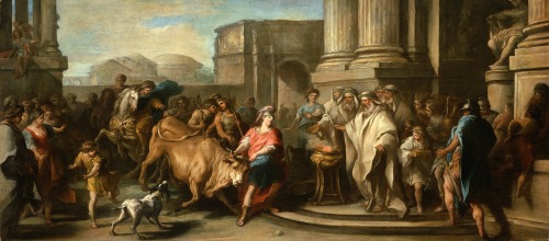 Theseus Taming the Bull of Marathon by Carle van Loo c. 1730oil on canvasLACMA