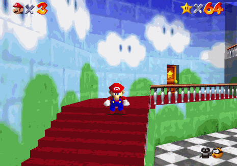 smallmariofindings: In Super Mario 64, the stairs on the sides of the lobby of Peach’s Castle and th