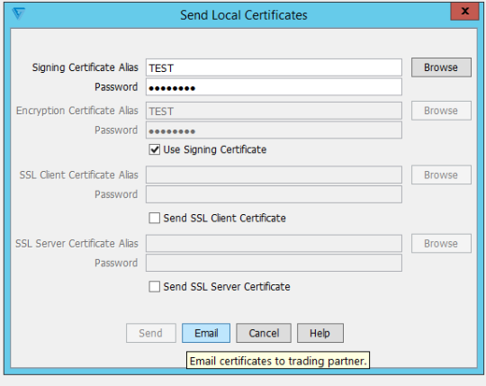 cleo vltrader exchange certificates email certificate to trading partner send local
