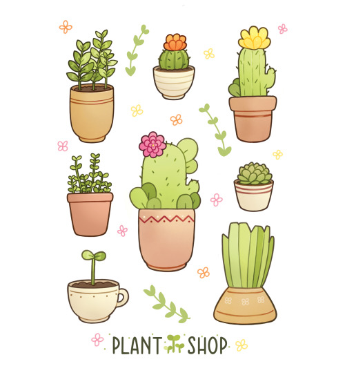 Lil plant themed sticker sheet I designed for my shop :3c[Shop] 