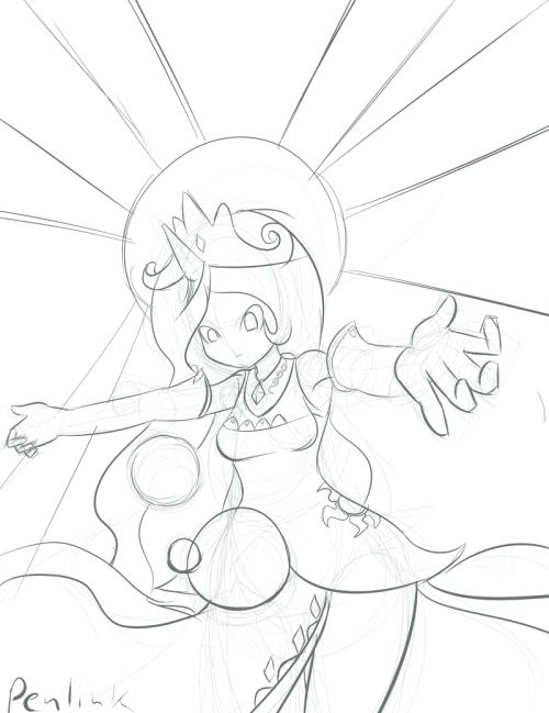 30 minute challenge of working hard. just wanted to draw Celestia working the sun around the planet, but I got a little caught up in the line work.