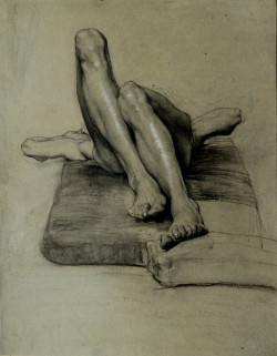 art4gays:  homopicshomoart: pradamylove:  Sascha Schneider, Untitled (study of a reclining male nude with tucked up legs), 1894, pencil and charcoal with white highlights on grey paper.  ___________________________________________ Sascha SCHNEIDER Rusia-