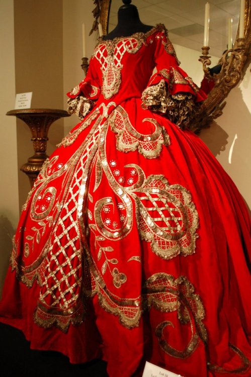 Dress worn by the Lady-in-waiting and designed by Adrian for the 1938 film about Marie Antoinette wi