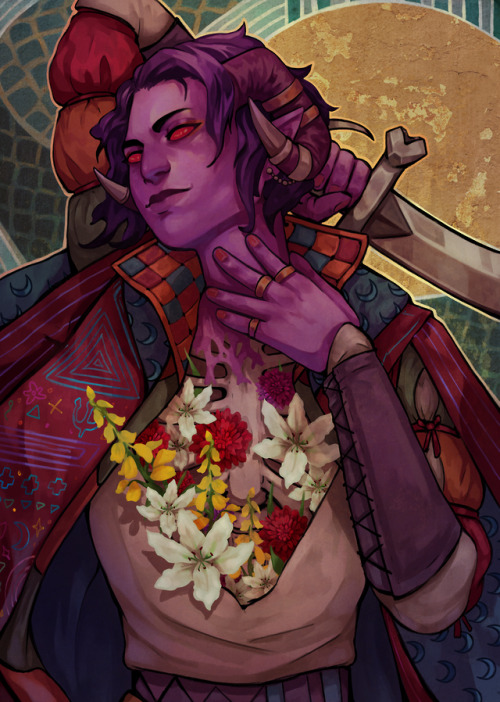 swallowtailed: busy-matches: A Grave Full of Flowers  my piece for the Mollymauk Zine  [id