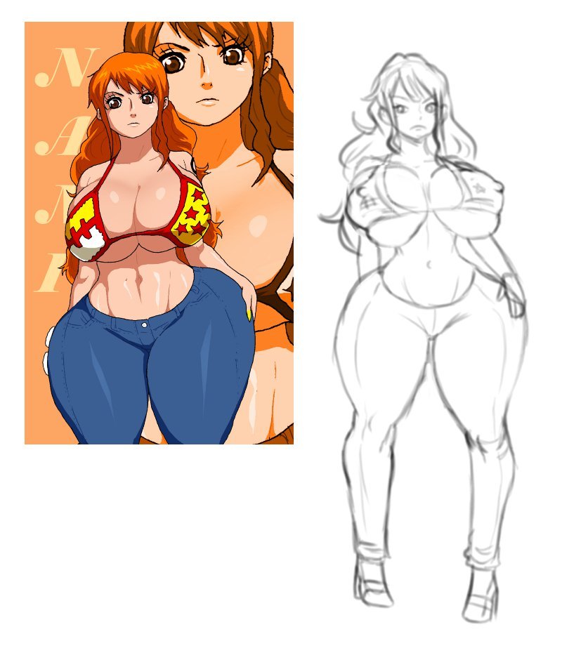 jay-marvel:  Sketched a fullbody redo of one of my favorite old pics of Nami. Might