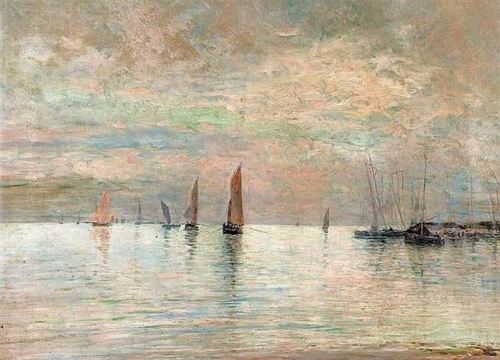 dentelledeperle:Maurice François Auguste Courant (1847–1925)Paysage maritime, “Le Havre” , 1869