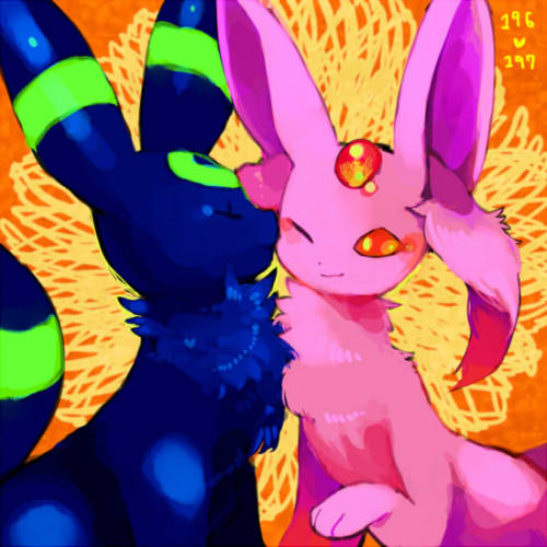 alternativepokemonart:ArtistEspeon and Umbreon by request.