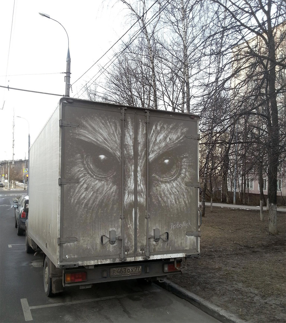 itscolossal:  Animals Etched onto Dirty Cars by Illustrator Nikita Golubev